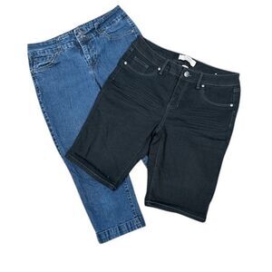 Bundle of Bandolino Denim Capri and d. jeans Bermuda Black Denim‎ Shorts Size 8